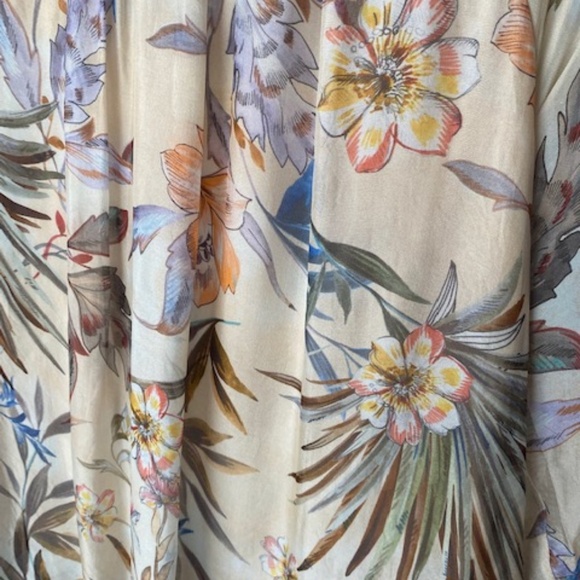 Tempo Paris Floral Italian Silk Blouse Sheer Overlay Boat Neck 3/4 Sleeve Size M - Picture 6 of 13